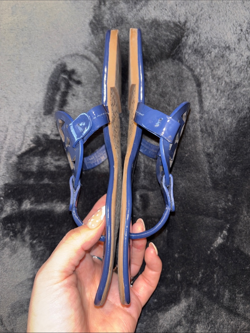 Tory Burch Patent Leather Miller Sandals in Royal Blue - Picture 4 of 7